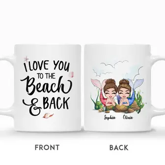 Custom Name Mermaid Together I Love You To The Beach And Back Gift For Friends Sisters Besties Personalized Best Friend - Seseable