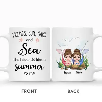 Custom Name Mermaid Together Sun Sand And Sea That Sounds Like A Summer To Me Gift For Friends Sisters Besties Personalized Best Friend - Seseable