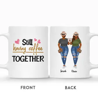 Custom Name Curvy Girls Still Having Coffee Together Gift For Besties Personalized Best Friend - Seseable