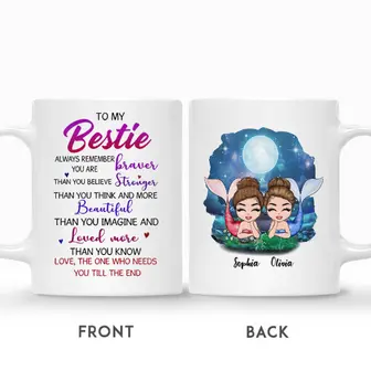 Custom Name Mermaid Together Always Remember You are Braver Than You Believe Gift For Besties Personalized Best Friend - Thegiftio UK