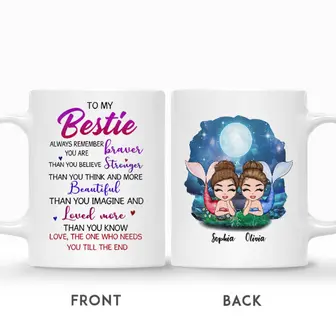 Custom Name Mermaid Together Always Remember You are Braver Than You Believe Gift For Besties Personalized Best Friend | Seseable UK
