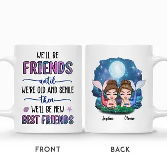 Custom Name Mermaid Together We Will Be Friends Until We Are Old And Senile Gift For Friends Sisters Besties Personalized Best Friend - Seseable