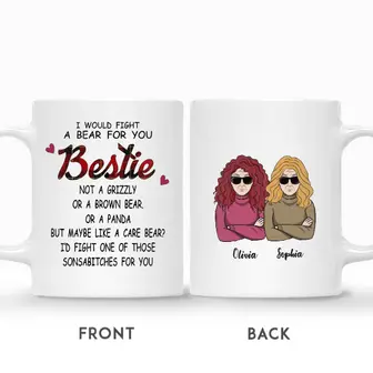 Custom Name Old Besties Together I Would Fight A Bear For You Funny Gift For Friends Personalized Best Friend - Seseable