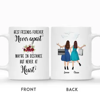 Custom Name Shopping Girls Never Apart Maybe In Distance But Never At Heart Personalized Best Friend - Thegiftio UK