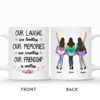 Custom Name Flag Our Laughs Are Limitless Our Memories Are Countless Our Friendship is Endless Gift For Besties Personalized Best Friend | Seseable UK