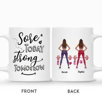 Custom Name Gym Girl Sore Today Strong Tomorrow Gift For Friends Personalized Best Friend - Thegiftio UK