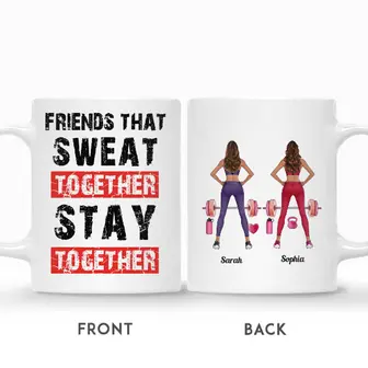 Custom Name Gym Girl Friends that Sweat Together Stay Together Gift For Friends Personalized Best Friend - Seseable