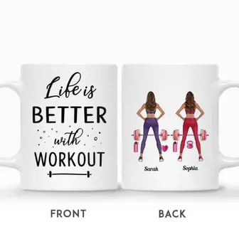 Custom Name Gym Girl Life Is Better With Workout Personalized Best Friend - Thegiftio UK