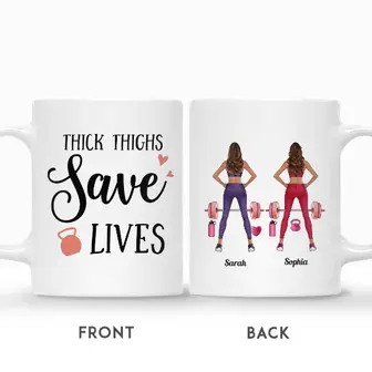 Custom Name Gym Girl Thick Thighs Save Lives Gift For Friends Personalized Best Friend - Thegiftio UK