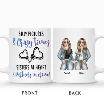 Custom Name Fashion Girls Silly Pictures And Crazy Times Sisters At Heart And Partners In Crime Personalized Best Friend - Seseable