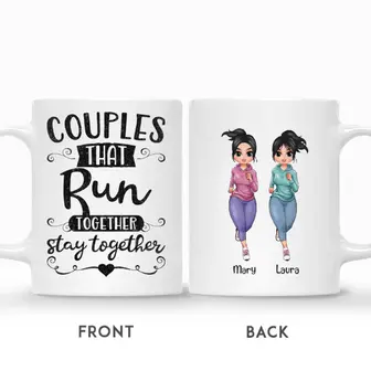 Custom Name Running Girl Couples That Run Together Stay Together Gift For Besties Personalized Best Friend - Seseable