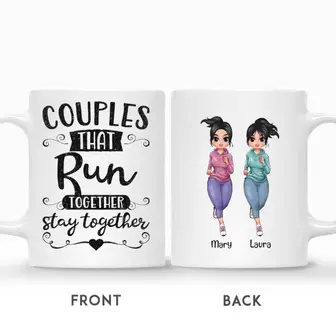 Custom Name Running Girl Couples That Run Together Stay Together Gift For Besties Personalized Best Friend | Seseable UK