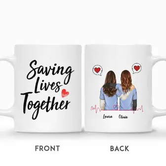Custom Name Nurse Friend Saving Lives Together Gift For Besties Personalized Best Friend - Seseable