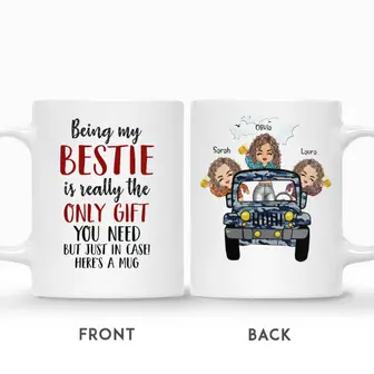 Custom Name Girls With Car Being my Bestie is Really The Only Gift You Need Personalized Best Friend - Seseable