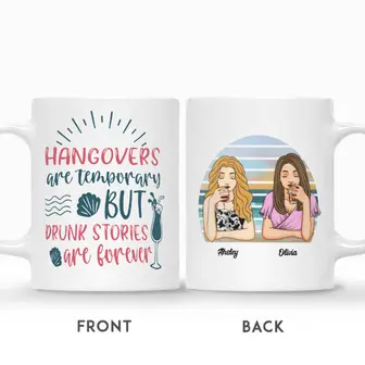 Custom Best Friends Gifts Personalized Name Drinking Team Retro Hangovers Are Temporary - Thegiftio UK
