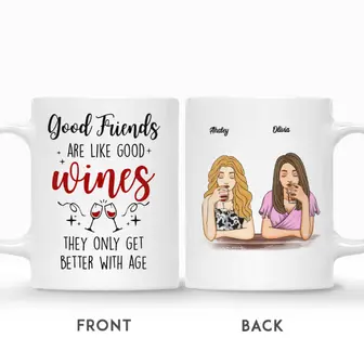 Custom Best Friends Gifts Personalized Name Gift For Bestie Drinking Team Good Friends Are Like Good Wine - Seseable