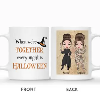 Custom Halloween Chibi Best Friends Gifts Personalized Name Gift For Bestie When We Are Together Every Night Is Halloween - Thegiftio UK