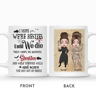 Custom Halloween Chibi Best Friends Gifts Personalized Name Bestie Gift I Hope We Are Friends Until We Die - Seseable