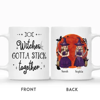 Custom Halloween Witch Best Friends Gifts Personalized Name Gift For Friends Witches Gotta Stick Together - Seseable