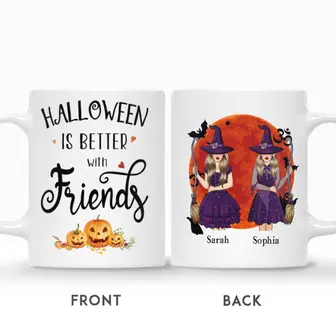 Custom Halloween Witches Gifts Personalized Name Gift For Bestie Halloween Is Better With FriendS - Seseable