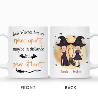Custom Halloween Best Friends Gifts Personalized Name Gift For Bestie Best Witches Forever Never Apart Maybe In Distance But Never At Heart - Seseable