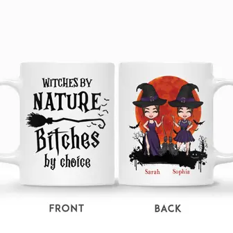 Custom Halloween Best Friends Gifts Personalized Name Witch by Nature Bitch by Choice - Thegiftio UK