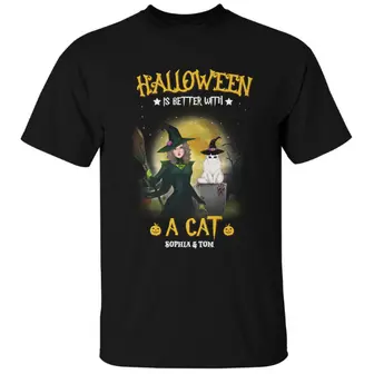 Custom Halloween Cat Mom Gifts Personalized Gift For Cat Lovers Halloween is Better With A Cat - Thegiftio