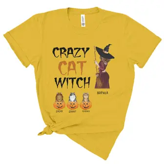 Custom Halloween Cat Mom Gifts Personalized Gift For Cat Lovers Crazy Cat Witch - Thegiftio UK