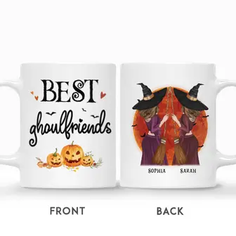 Custom Halloween Witches Together Gifts Personalized Name Gift For Friends Best Ghoulfriend - Seseable