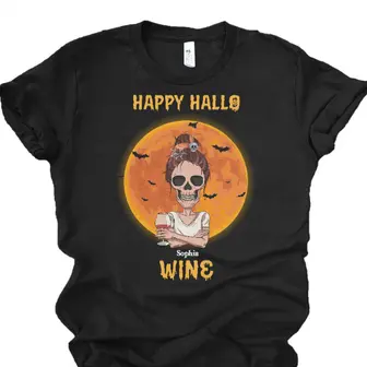 Custom Halloween Gifts Personalized Gift For Wine Lovers Happy Hallo Wine - Seseable
