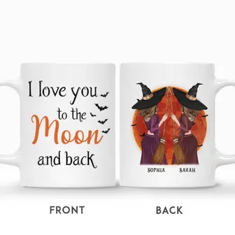 Custom Halloween Witches Together Gifts Personalized Name Gift For Friends I Love You To The Moon And Back - Seseable