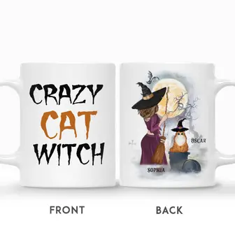 Custom Halloween Cat Moms Gifts Personalized Name Gift For Cat Lovers Crazy Cat Witch - Seseable