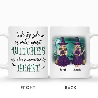 Custom Halloween Witches Gifts Personalized Name Gift For Friends Side By Side Or Miles Apart Witches Will Always Be Connected By Heart - Seseable