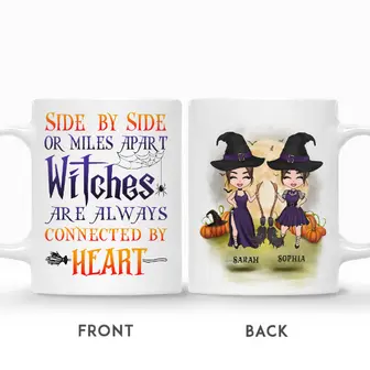 Custom Halloween Best Friends Gifts Personalized Name Witches Will Always Be Connected By Heart - Seseable