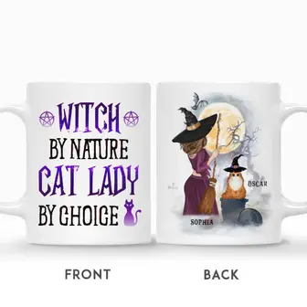 Custom Halloween Cat Moms Gifts Personalized Name Cat Lovers Gift Witch By Nature Cat Lady By Choice - Seseable
