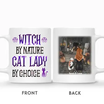 Custom Halloween Cat Moms Gifts Personalized Name Gift For Cat Lovers Witch By Nature Cat Lady By Choice - Seseable