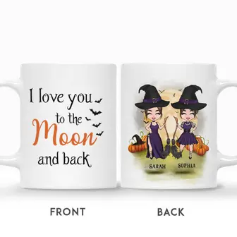 Custom Halloween Best Friends Gifts Personalized Name I Love You To The Moon And Back - Seseable