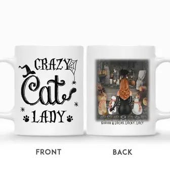 Custom Halloween Cat Moms Gifts Personalized Name Cat Lovers Gift Crazy Cat Witch - Thegiftio UK