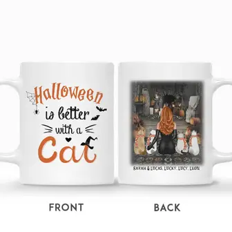 Custom Halloween Cat Moms Gifts Personalized Name Cat Lovers Gift Halloween Is Better With Cat - Thegiftio