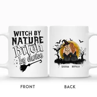 Custom Halloween Witches Besties Gifts Personalized Name Witch by Nature Bitch by Choice - Seseable