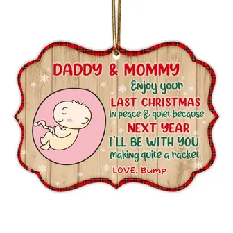 Custom Little Bump Christmas Gifts Personalized Name Gift For Daddy Mommy To Be Enjoy Your Last Christmas In Peace And Quite - Seseable