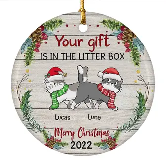 Custom Christmas Cat Gifts Personalized Name Gift For Cat Loves Your Gift Is In The Litter Box Cat Christmas - Thegiftio UK