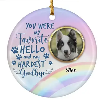 Custom Christmas Memorial Dog Gifts Personalized Photo Sympathy Gift For Dog Loss Favorite Hello Hardest Goodbye