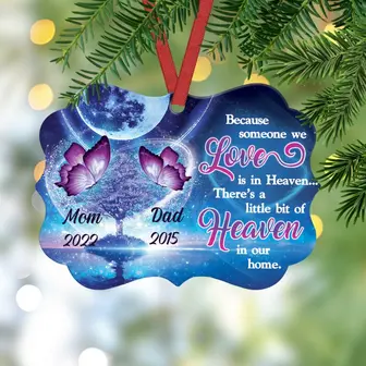 Memory Ornament Gift For Family Loss Ornament Mom Dad In Heaven Christmas Ceramic Butterfly Memorial Because Someone We Love is in Heaven - Thegiftio UK