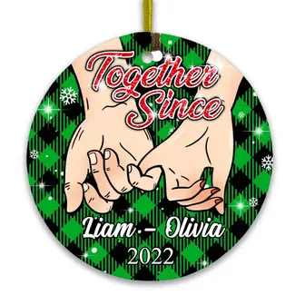 Personalized Wedding Anniversary Gift, Couple Christmas Together Since Circle Ornament, Birthday Valentines Day Gifts For Her - Thegiftio UK