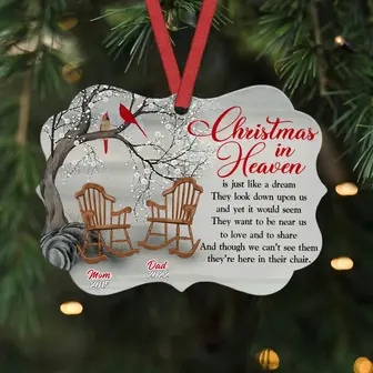 Personalized Ornament For Loss Of Loved One, Memo Christmas In Heaven Chair Ornament, Remembrance Someone In Heaven - Thegiftio UK