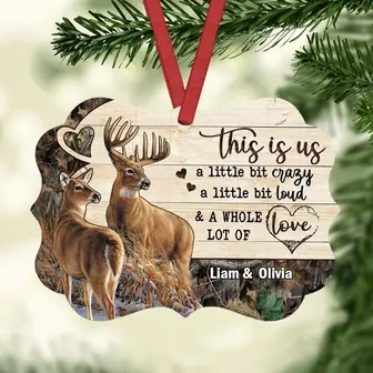 Personalized Wedding Anniversary Ornament, Gifts For Her Holiday Keepsake For Him, Hunting Deer Couple Christmas Ornament - Thegiftio UK