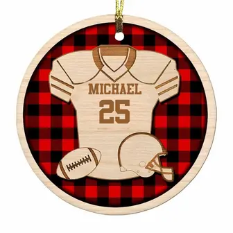 Personalized Gift For Football Lovers Christmas Circle Ornament Football Player Gift