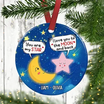 Personalized Anniversary Gift Circle Ornament, Star Moon Love Couple, Wedding Ornament, Anniversary Gift For Her Him Christmas - Thegiftio UK