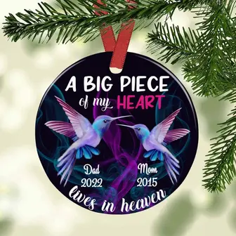 Personalized Gift For Mom Dad In The Heaven, Memorial Mom Dad Hummingbird Ceramic Ornament, In Loving, Sympathy - Thegiftio UK